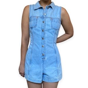Vintage 90s Denim Sleeveless Romper by Palmetto’s
